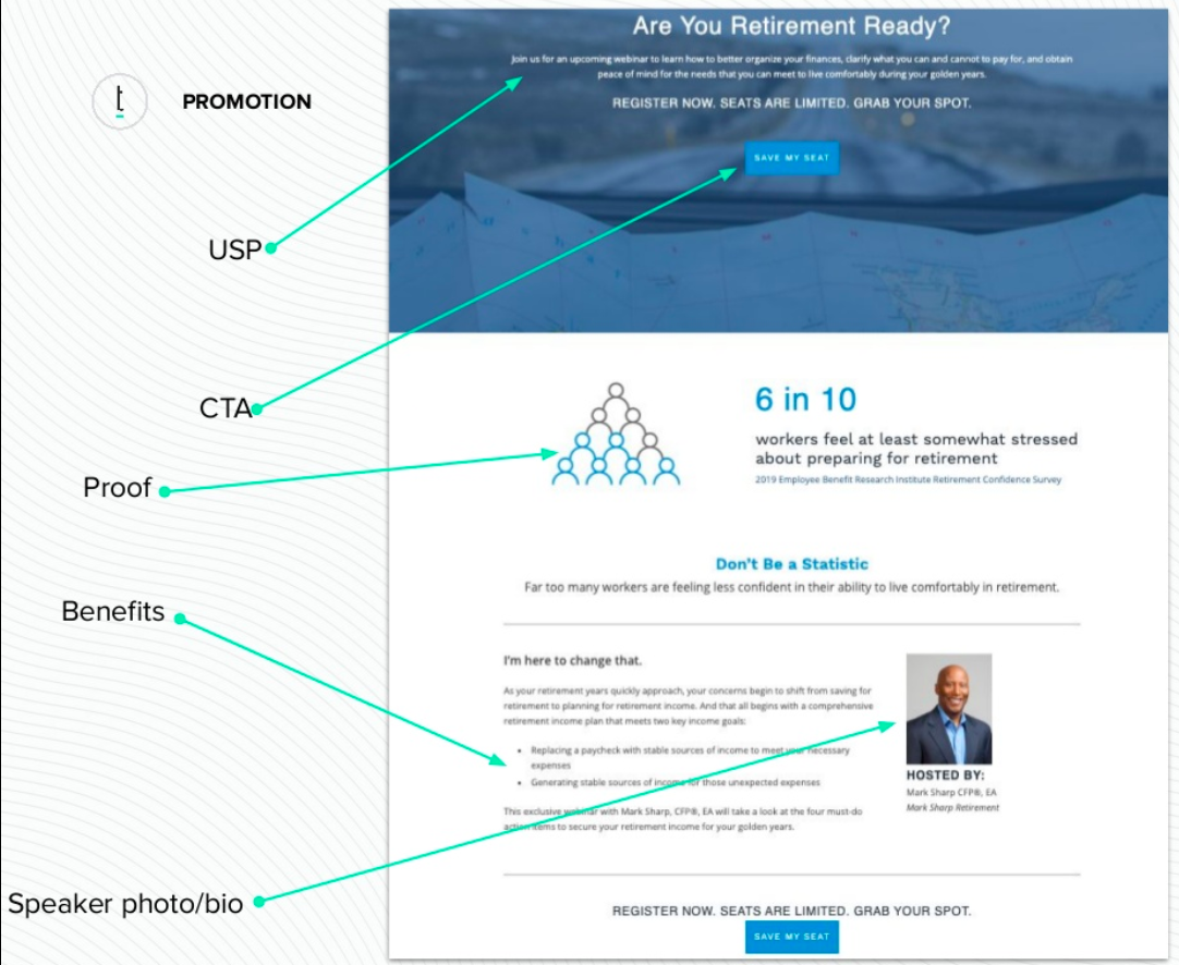 página de registro de webinar de melhor desempenho
