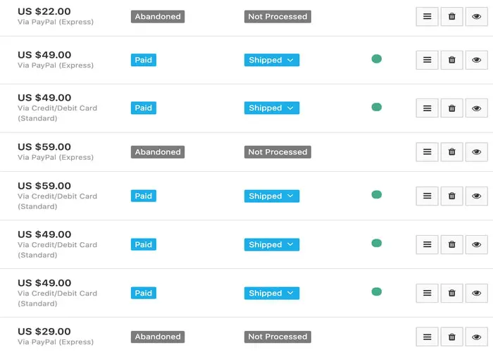 プレミアム製品を使用して受け取った注文