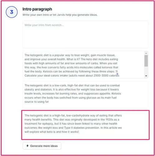 Jasper-Ausgabe Intro zum Schreiben eines Blog-Beitrags