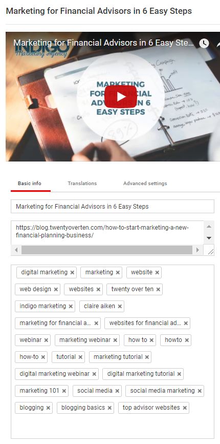 youtube 视频的标签