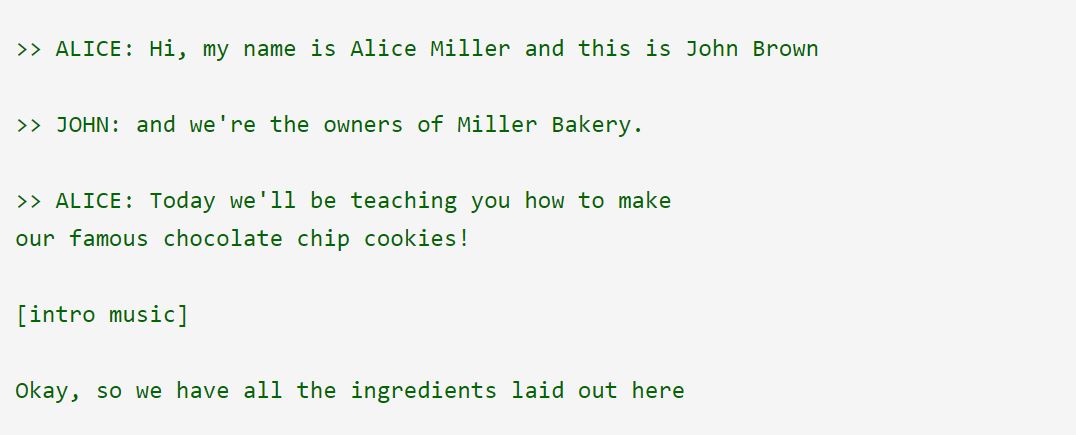 YouTube 的纯文本视频脚本