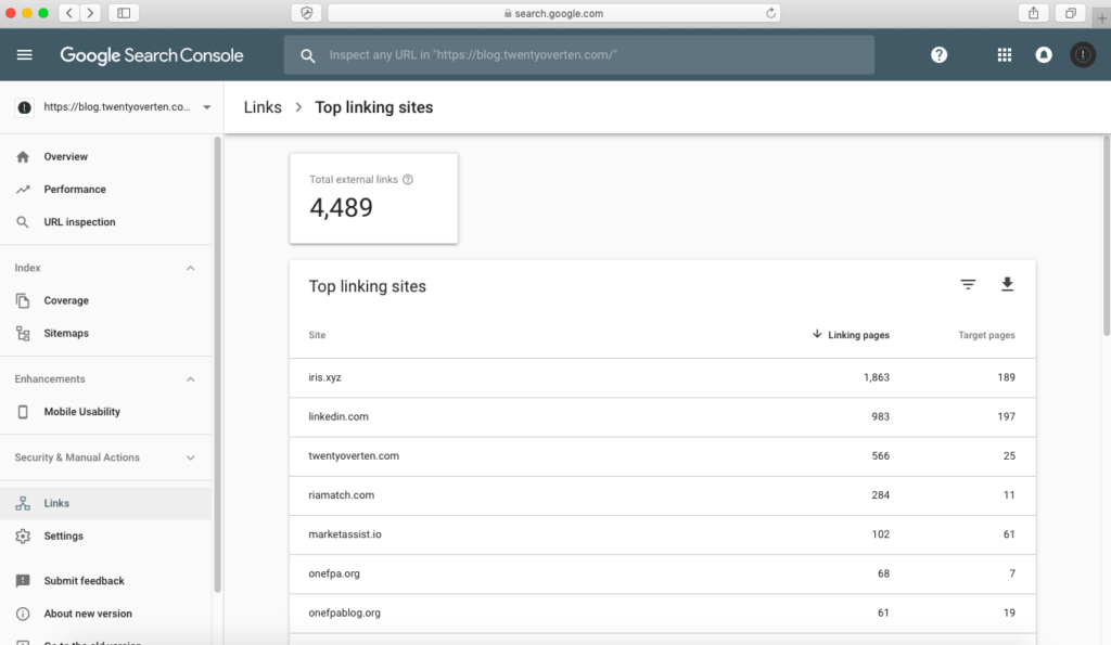 Console de recherche Google
