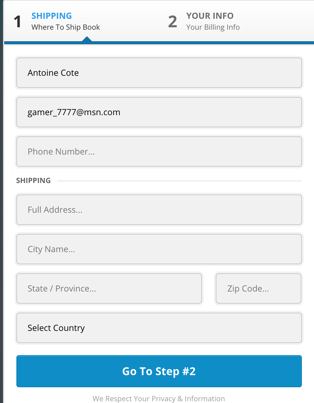 une page de formulaire de commande de produit clickfunnels dropshipping