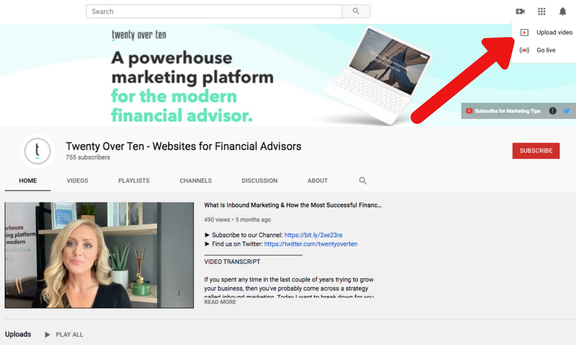 上传 YouTube 视频