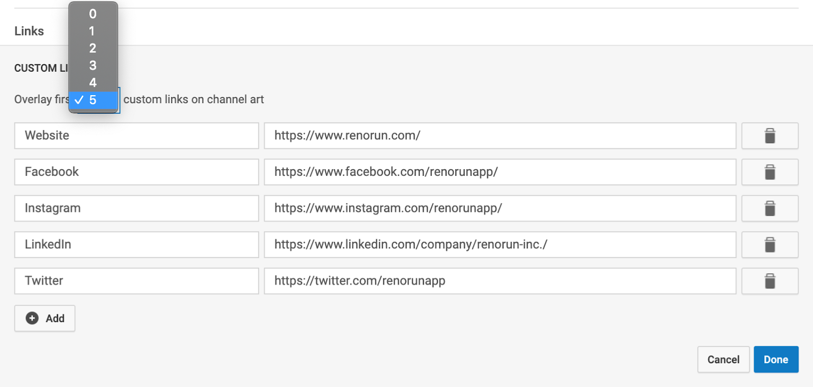 将社交链接添加到您的横幅照片
