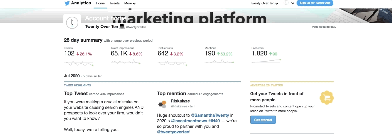 20 岁以上的 TWitter 分析