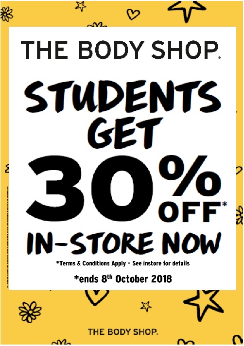 ボディショップの学生限定割引