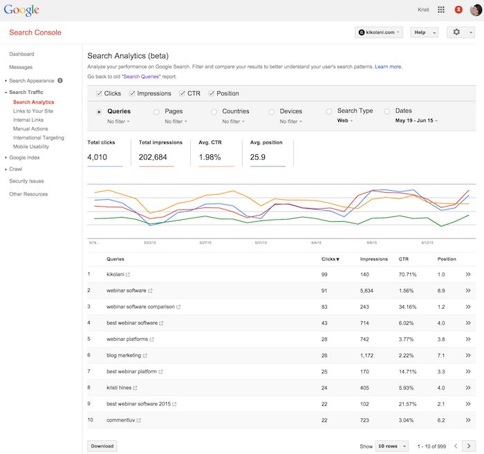 谷歌搜索控制台