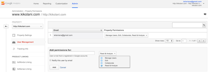 如何在谷歌分析中添加電子郵件權限