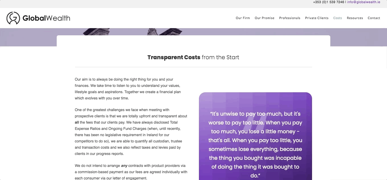 Custos de riqueza global