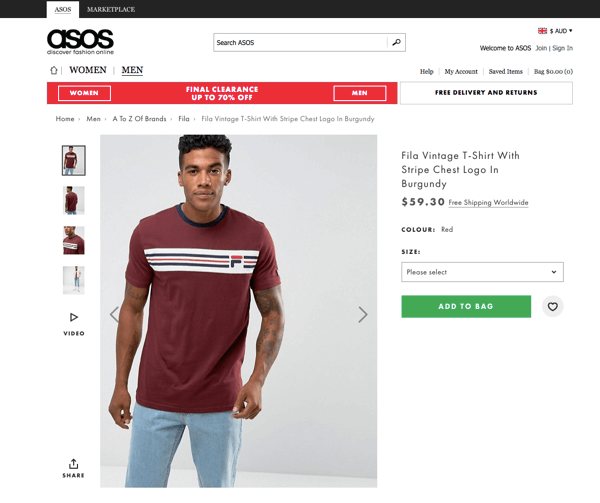 ASOS Ürün Sayfası