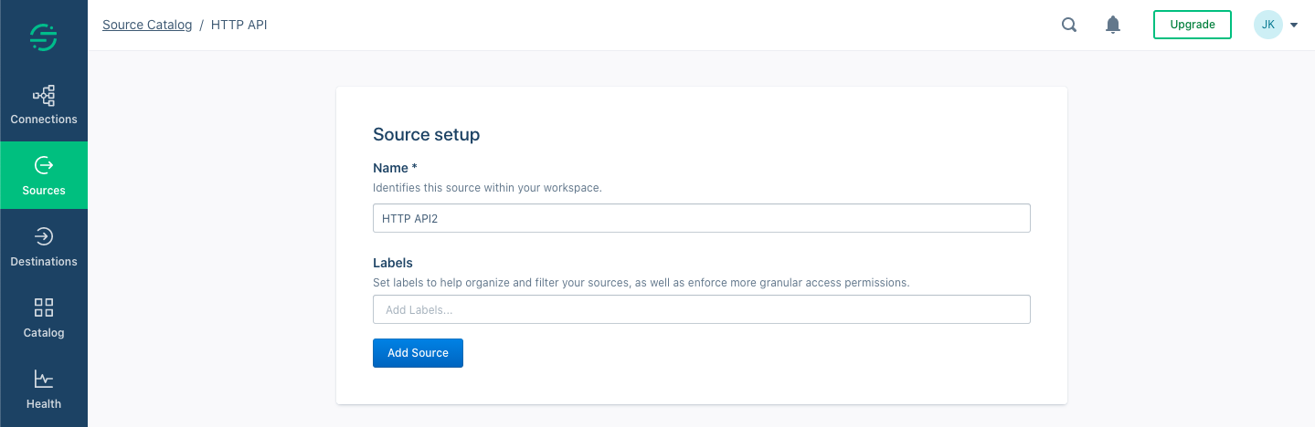 Einrichten einer Quelle in Segment
