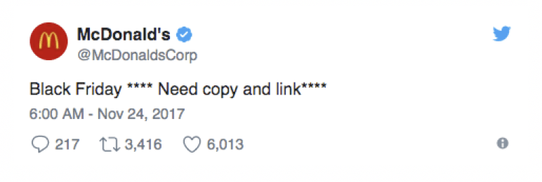 Il tweet di McDonald's