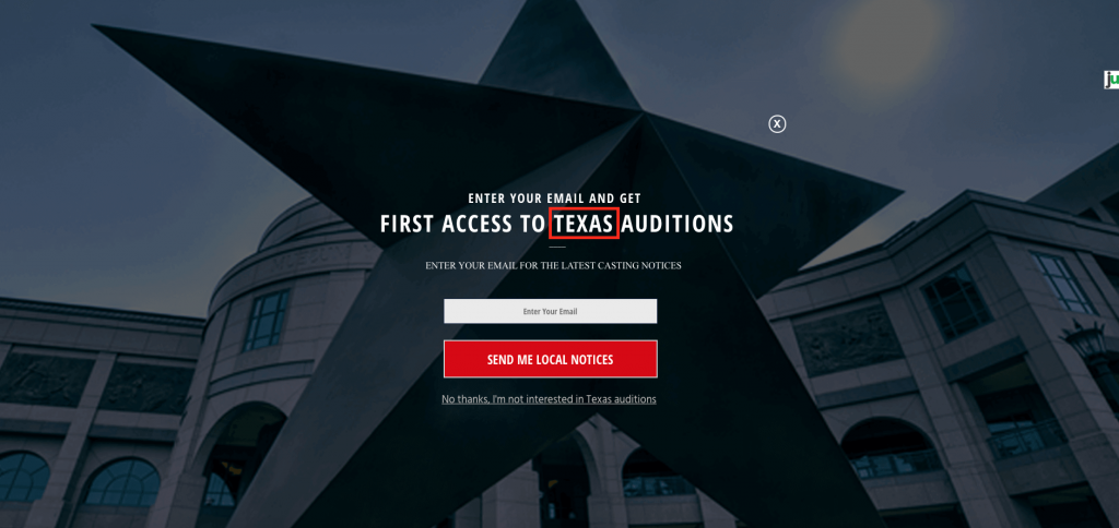 Schermo intero con targeting geografico