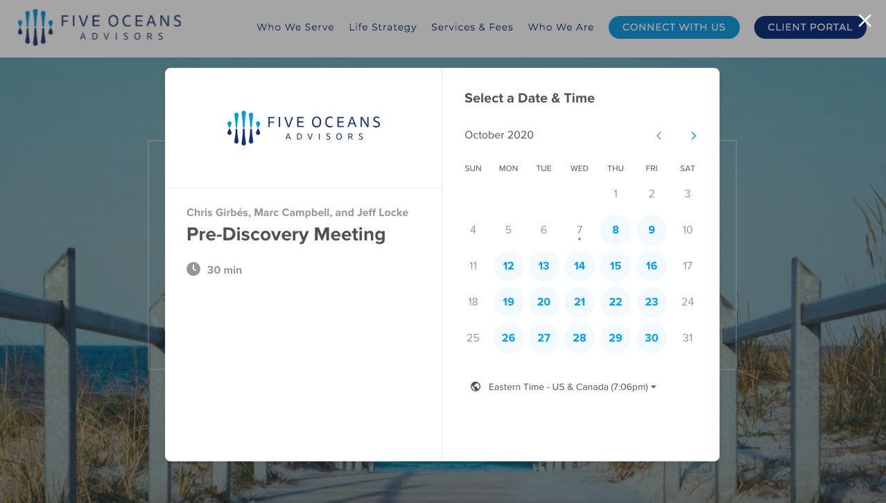 Conseillers Five Oceans Calendly