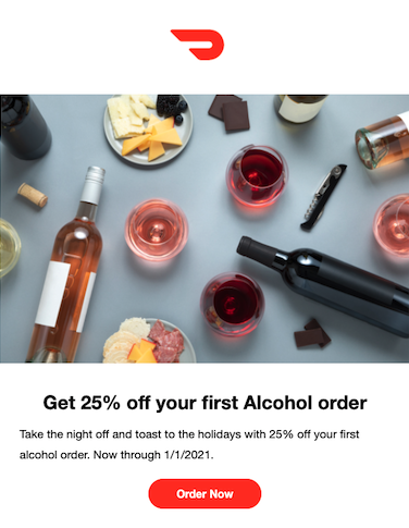 Promocja powitalna alkoholu Doordash