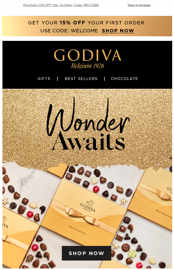 Godiva zniżka na pierwszy zakup