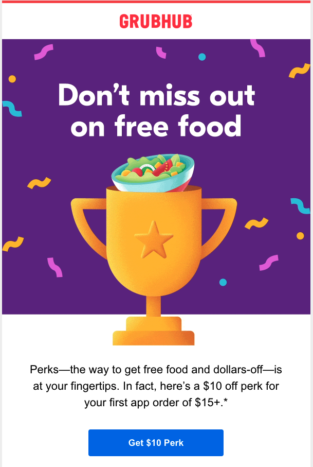 E-mail de reangajare Grubhub
