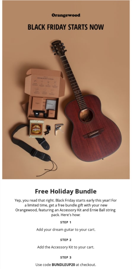 Orangewood - kostenloses Werbepaket für Bestellungen mit Gitarren für 195 $ und mehr