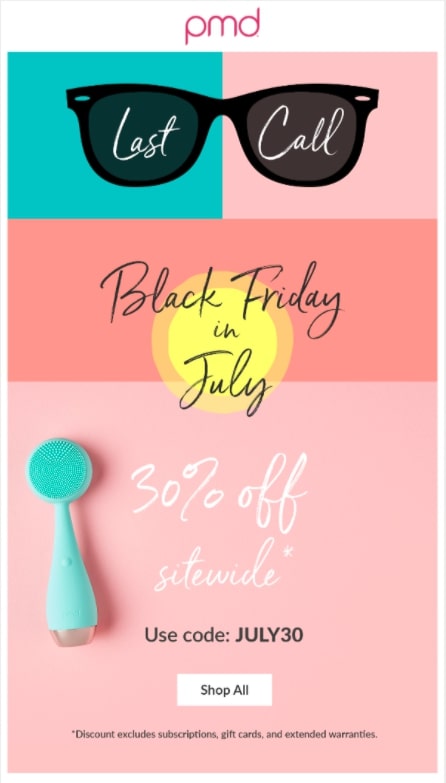 PMD Beauty Black Friday-Aktion im Juli, 30 % Rabatt mit dem Code JULY30