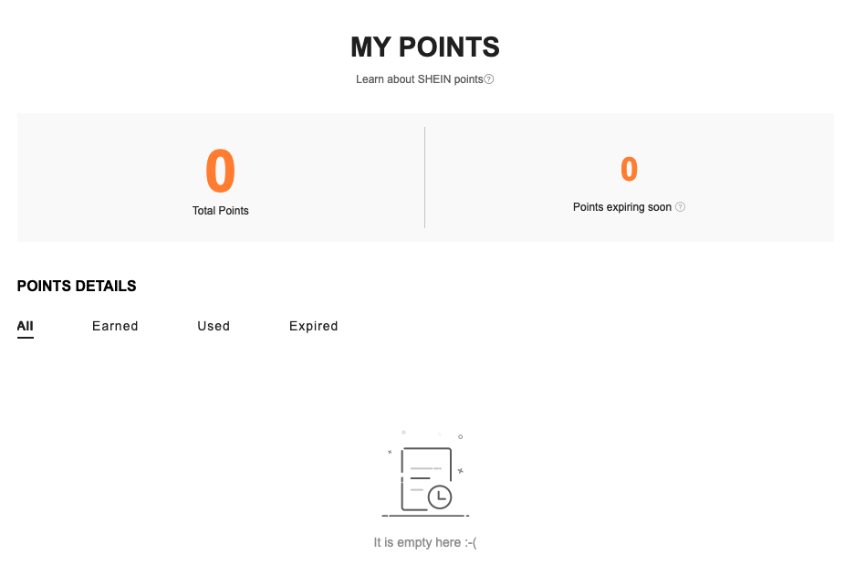 พอร์ทัลลูกค้า Shein 4 คะแนนความภักดี