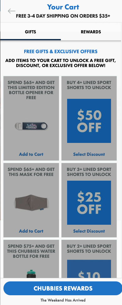 แถบข้าง Chubbies พร้อมข้อเสนอ