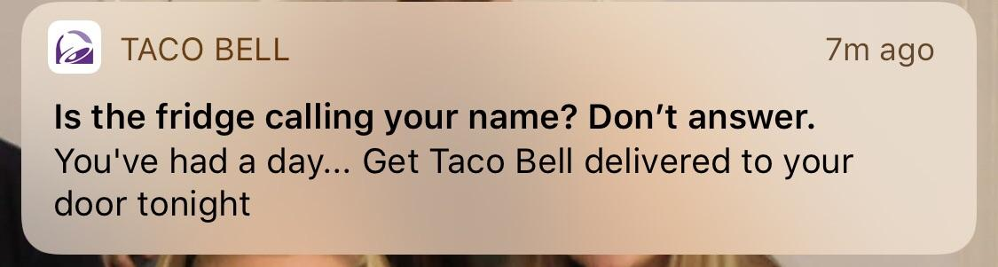 Tacobell 推送通知