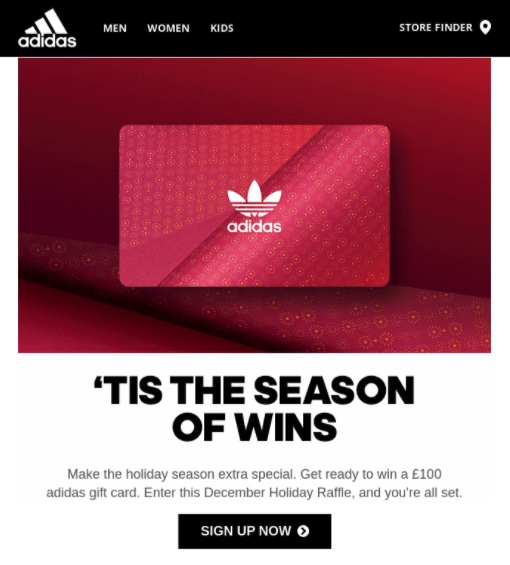 赠品活动示例——阿迪达斯的假日抽奖活动