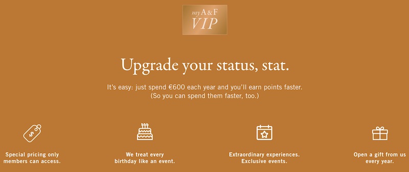 分层忠诚度计划的示例 – myAbercrombie