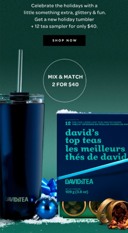 DavidsTea 的产品捆绑促销示例