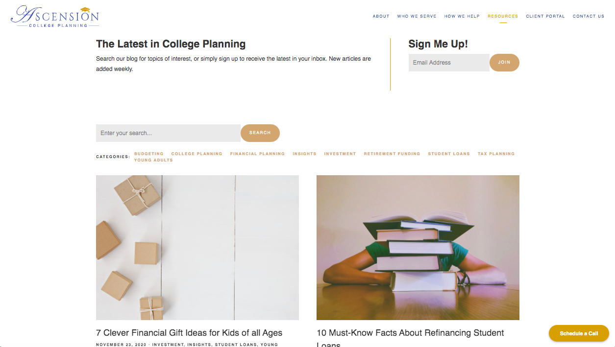 Blog o planowaniu College'u Wniebowstąpienia