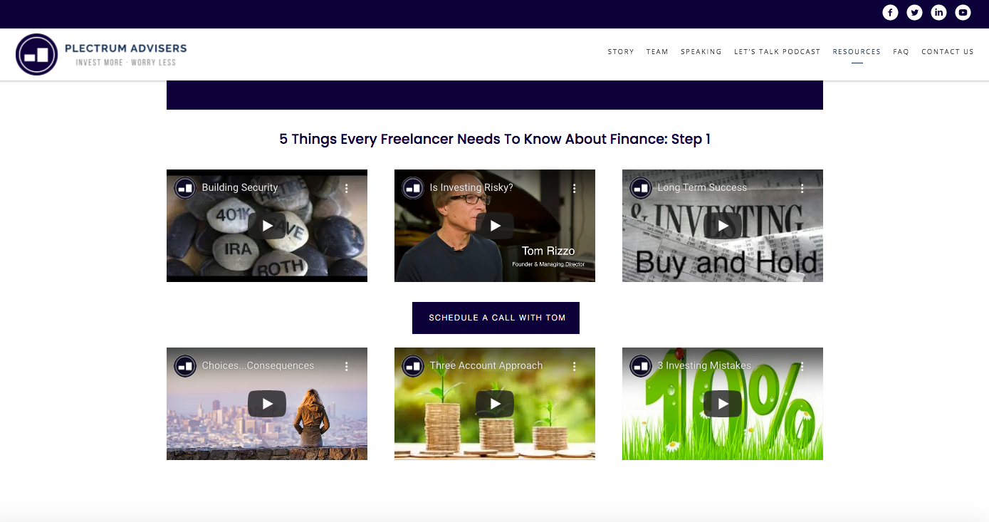 Sekcja wideo Plectrum Advisers