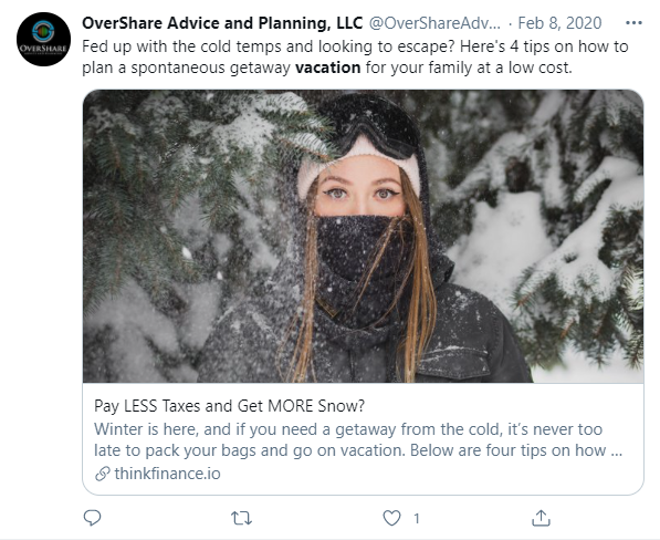 Beispiel für Ratschläge und Urlaubsplanung von OverShare