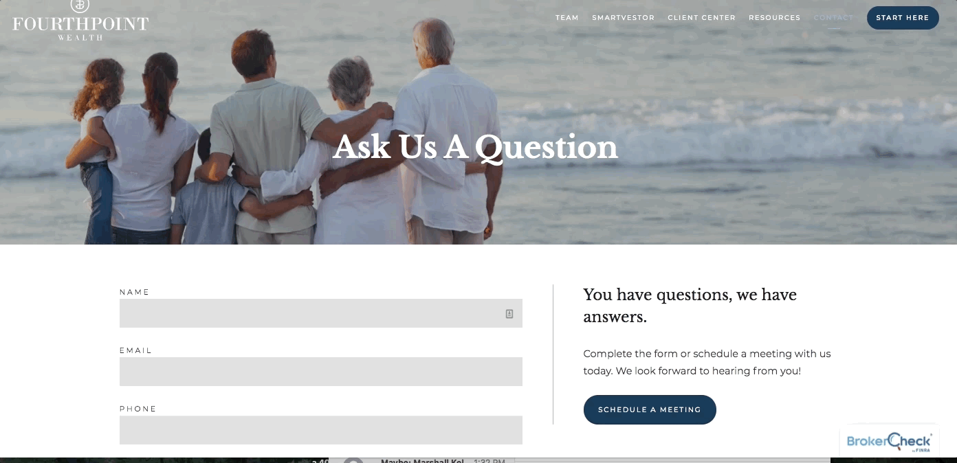 Kontaktseite von Fairpoint Wealth