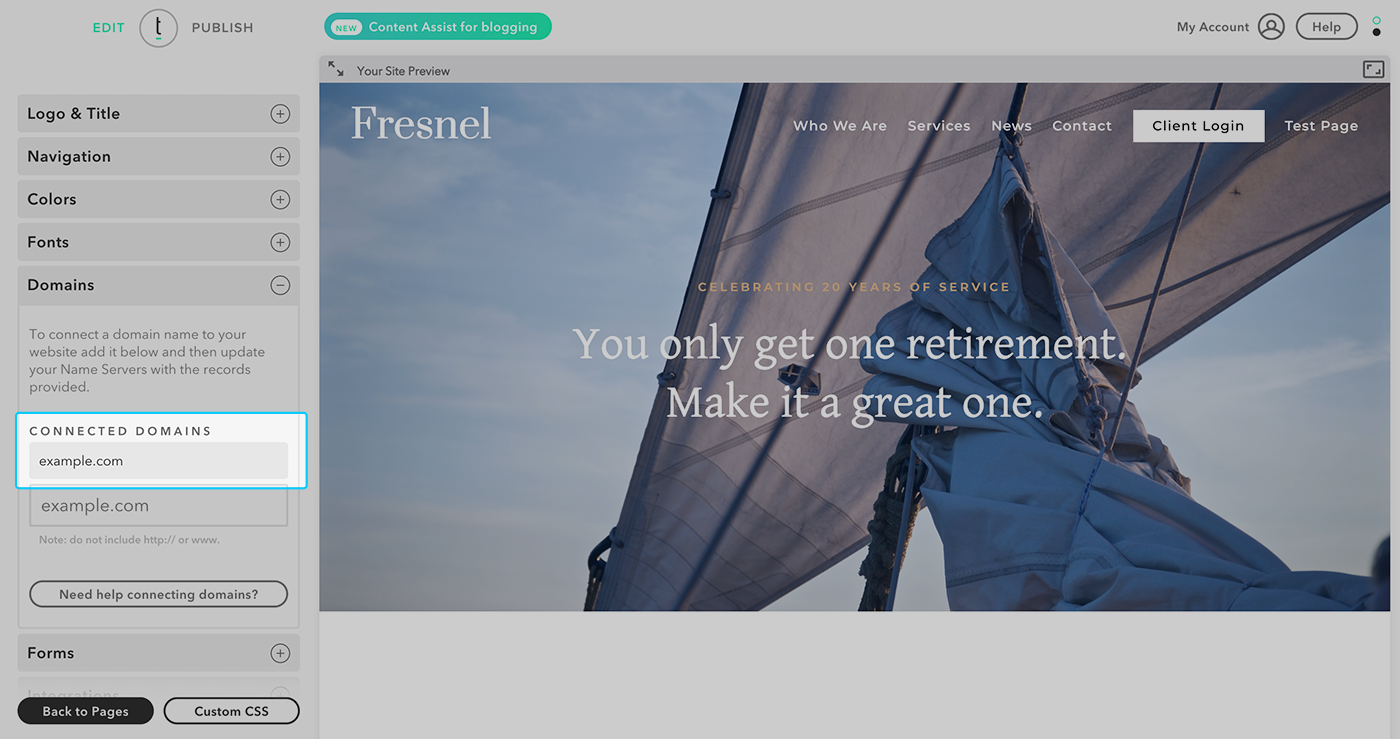 Geben Sie Ihre Domäne ein