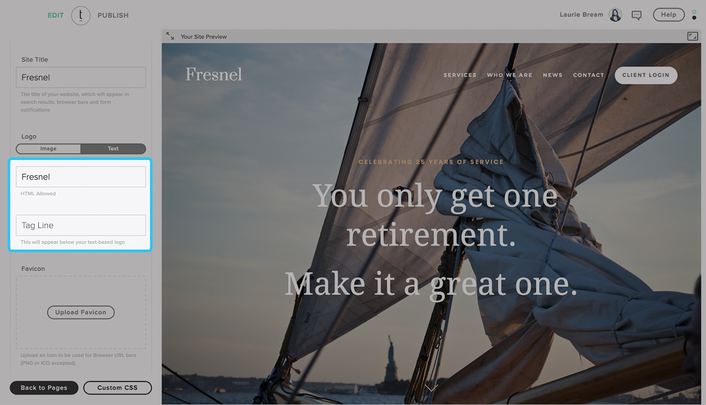 So fügen Sie ein textbasiertes Logo hinzu