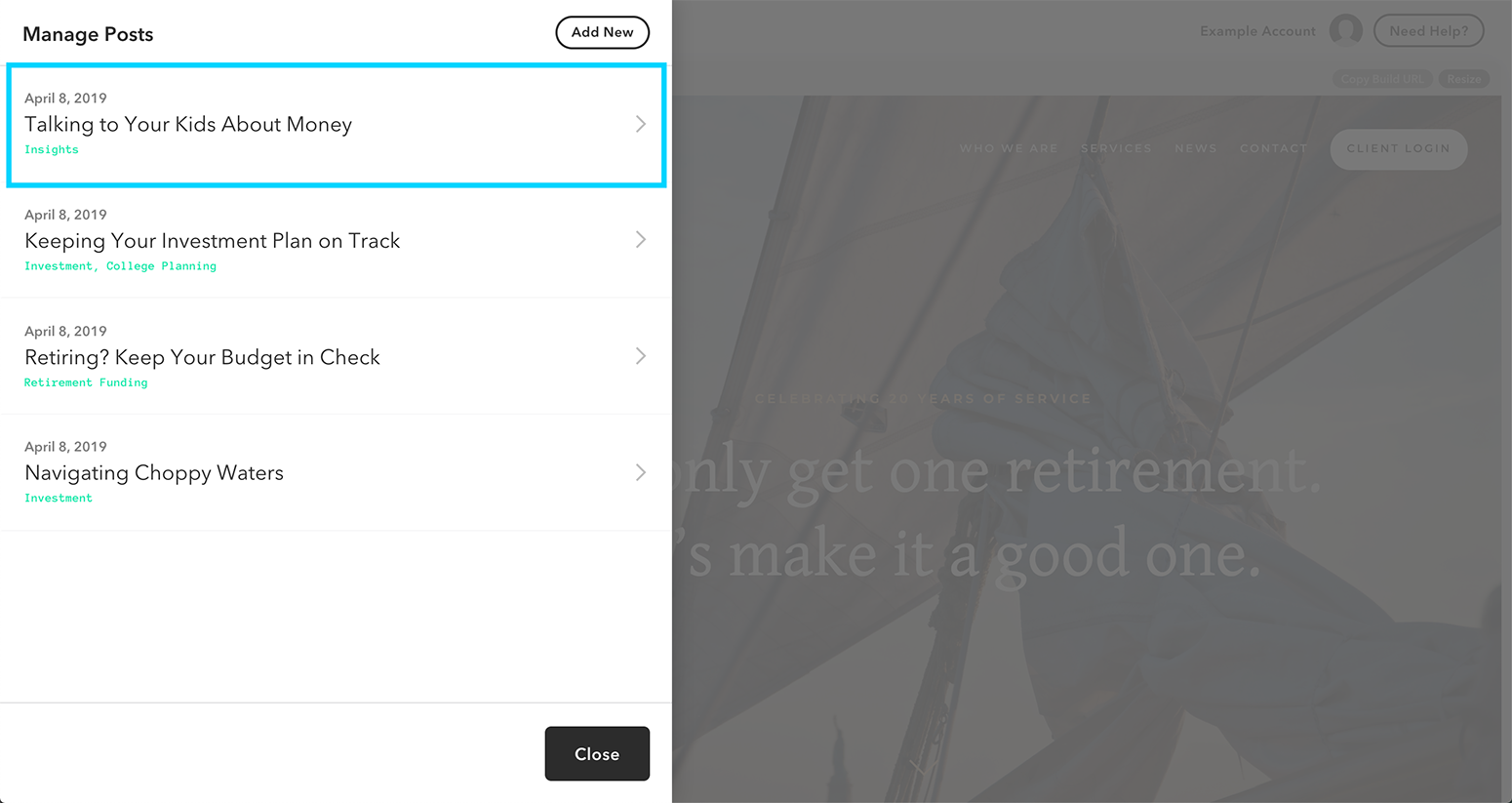 Hinzufügen von Kategorien zu Ihrem Blogbeitrag