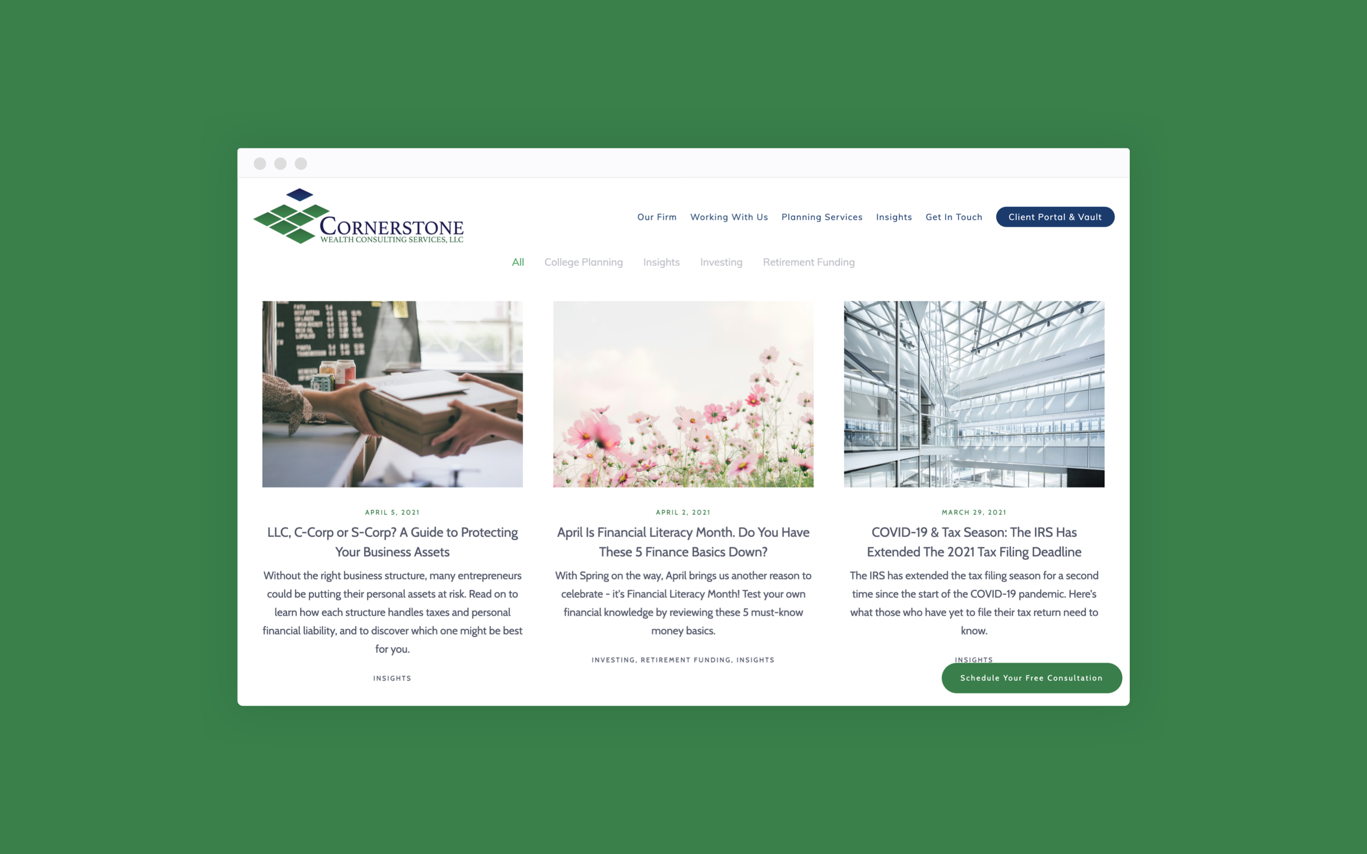 Sekcja bloga Cornerstone