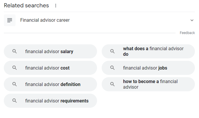 Ähnliche Suchanfragen Google-Beispiel