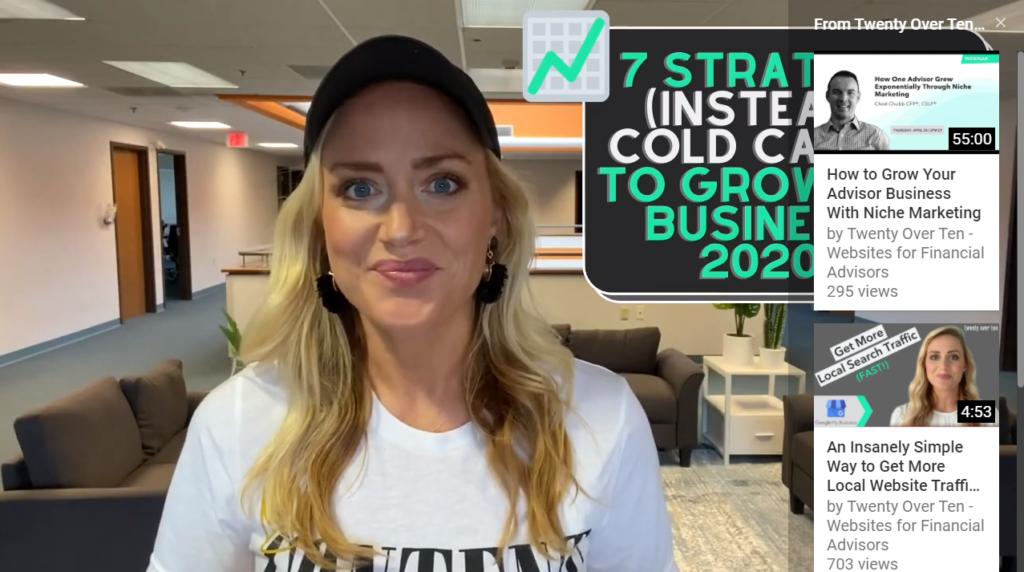 Przykład dwudziestu ponad dziesięciu kart YouTube