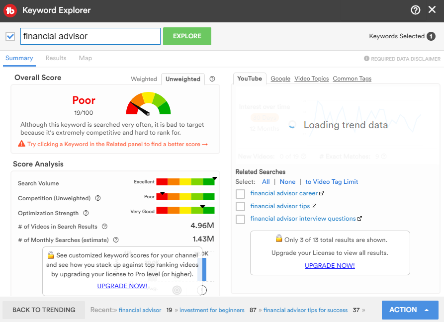 Tubebuddy Keyword Explorer ตัวอย่างที่ 2