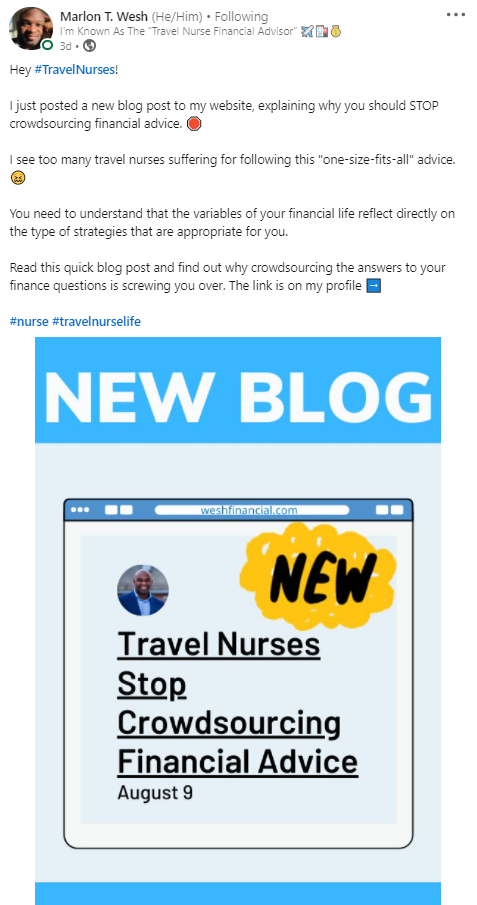 マーロンTウェッシュソーシャルメディアの例