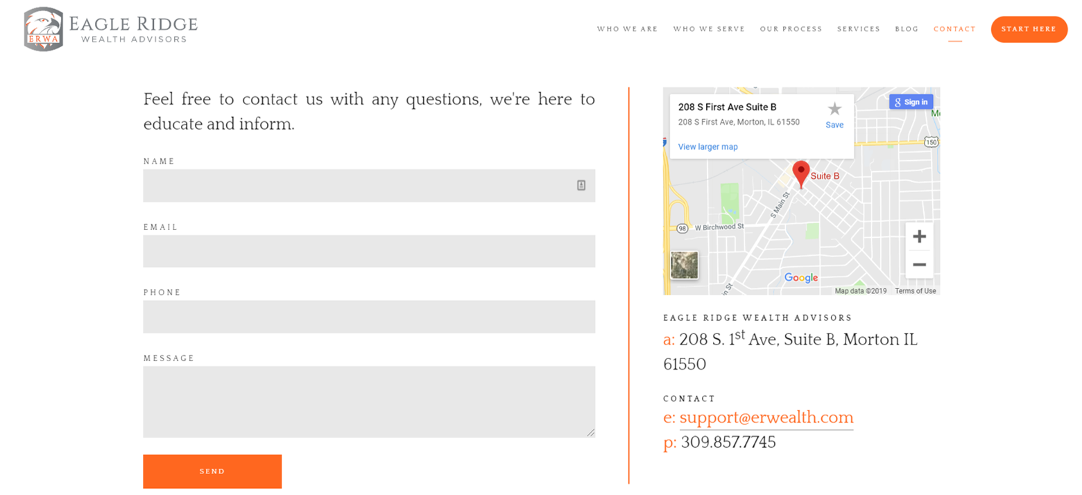 ตัวอย่างหน้า Landing Page ของ Eagle Ridge