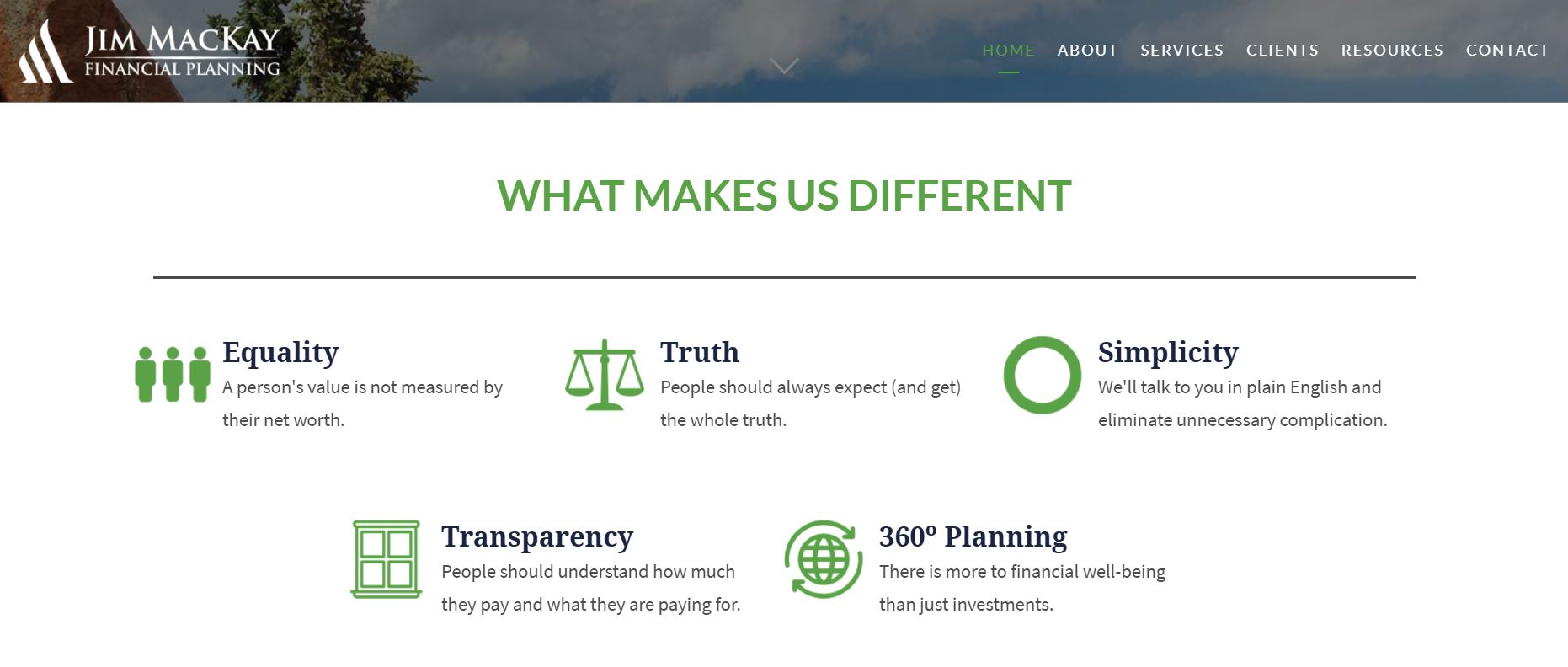 Strona internetowa Jim MacKay Financial Planning