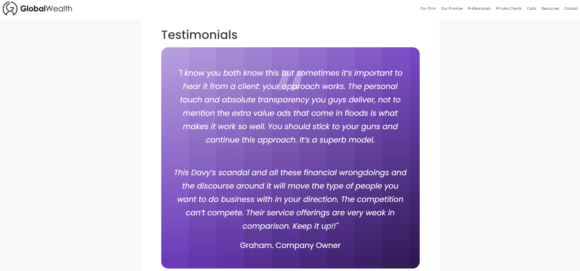 Halaman Kesaksian Kekayaan Global