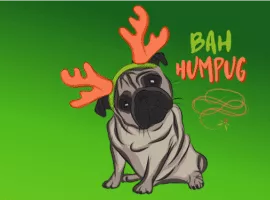 Tatil tedarik zincirinin 2021'de zor olabileceğini gösteren üzgün yüzlü, boynuz takan boksör resmi.