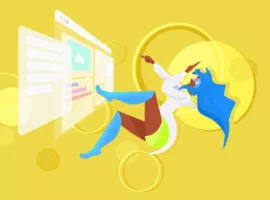 Femme portant une fille de casque VR dans des lunettes numériques, représentant les tendances martech