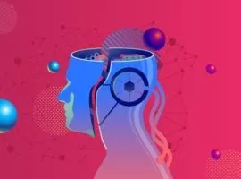 Ein Bild, das einen menschlichen Kopf mit sich bewegenden Zahnrädern und auftauchenden Daten darstellt. Eine Kundendatenplattform (CDP) ist ein vorgefertigtes Softwaresystem, das Kundendaten sammelt, organisiert und zentralisiert, um umfassende Kundenprofile zu erstellen.