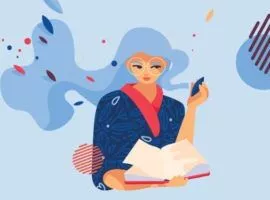 Eine Frau führt Brainstormings mit einem Notebook und einem Mobiltelefon durch, was für Total Experience Management steht