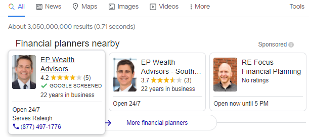 ローカルサービス広告の例
